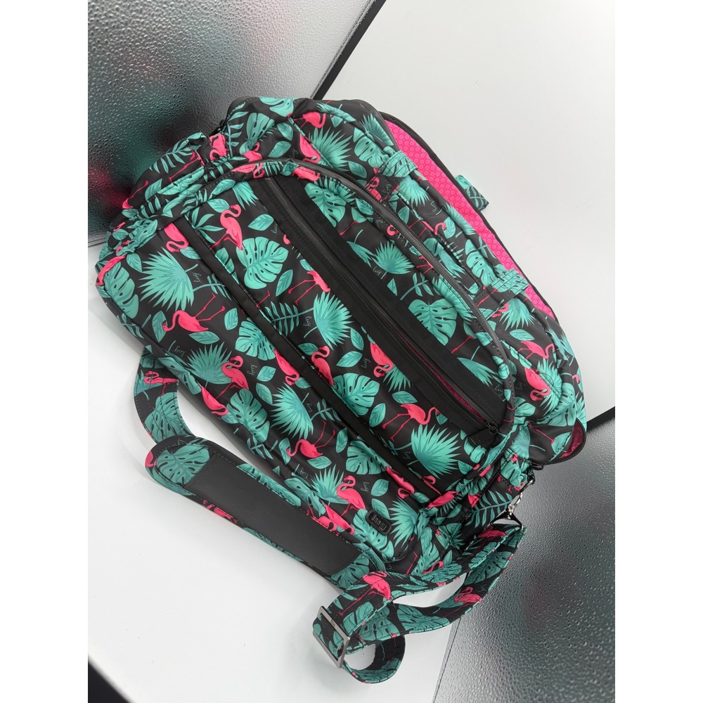 RETIRED HTF Lug Steamboat Duffel Bag Tropical Flamingo Black Travel Weekender